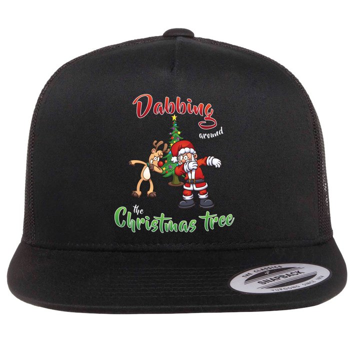 Dabbing Around The Christmas Tree Flat Bill Trucker Hat