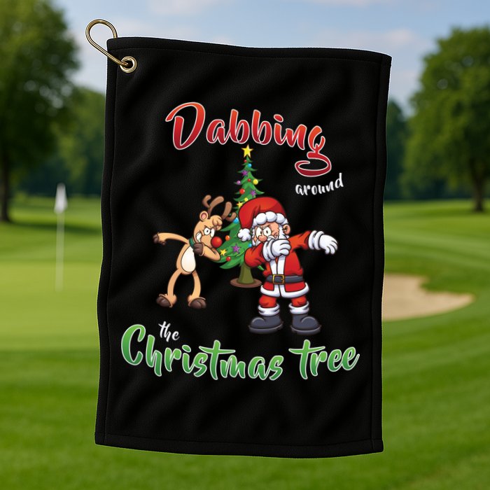 Dabbing Around The Christmas Tree Golf Towel