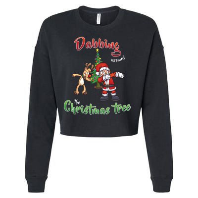 Dabbing Around The Christmas Tree Cropped Pullover Crew