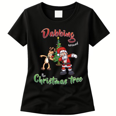 Dabbing Around The Christmas Tree Womens T-Shirt