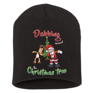 Dabbing Around The Christmas Tree Short Acrylic Beanie