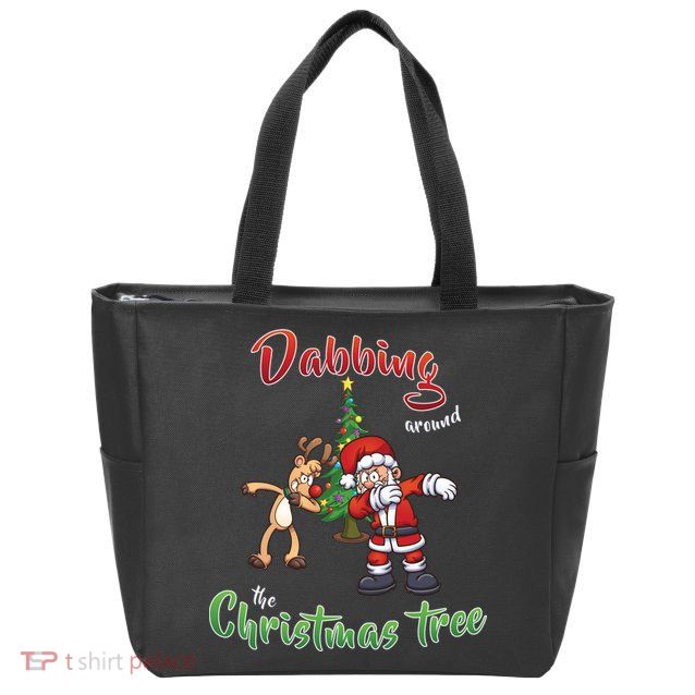 Dabbing Around The Christmas Tree Zip Tote Bag