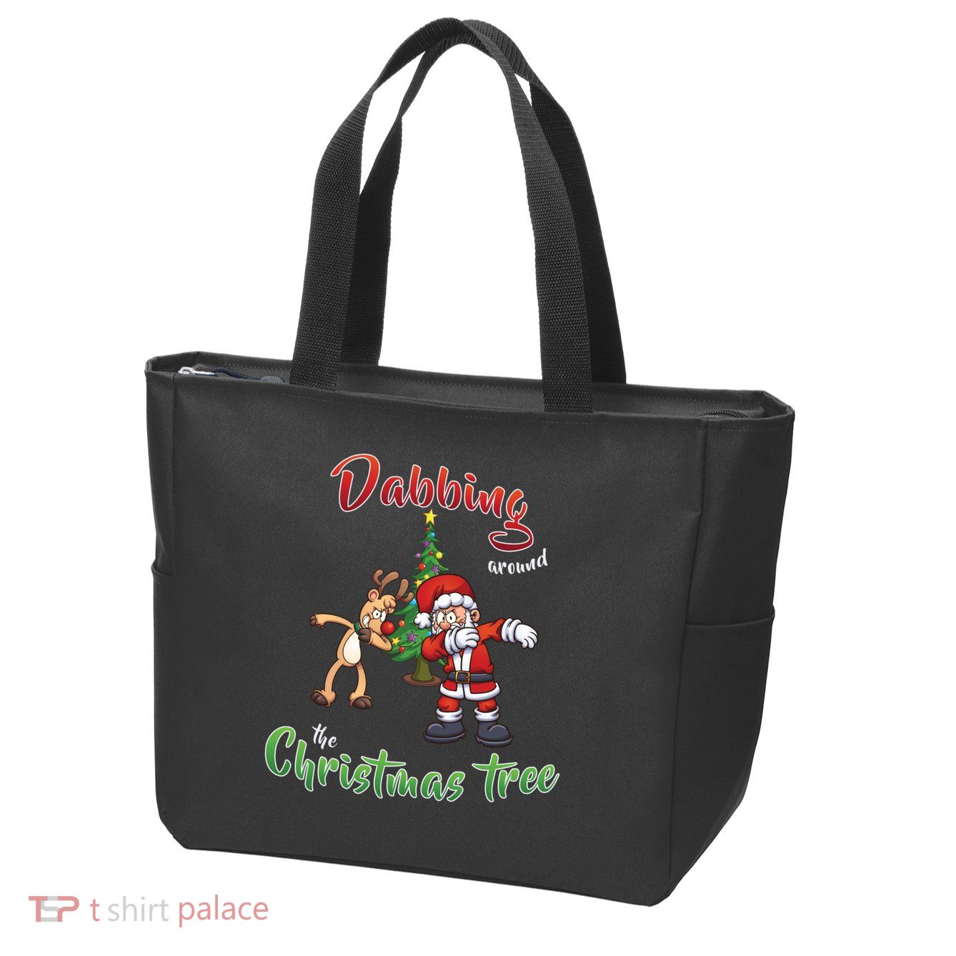 Dabbing Around The Christmas Tree Zip Tote Bag