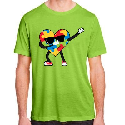 Dabbing Autism Awareness Puzzle Piece Heart Adult ChromaSoft Performance T-Shirt