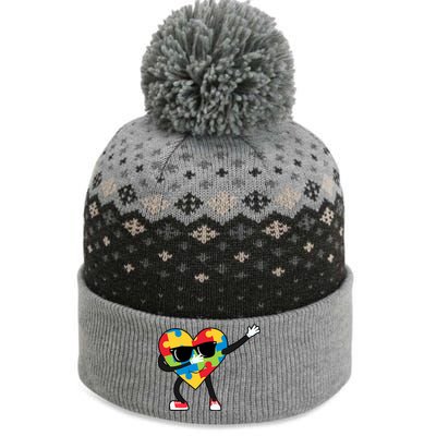 Dabbing Autism Awareness Puzzle Piece Heart The Baniff Cuffed Pom Beanie