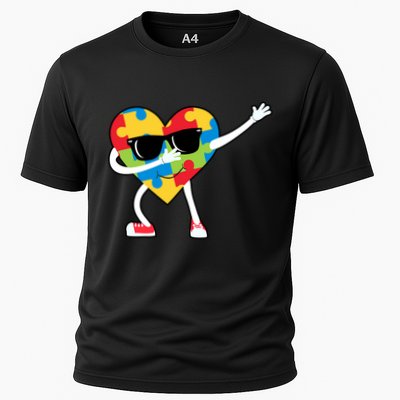 Dabbing Autism Awareness Puzzle Piece Heart Performance Shirt