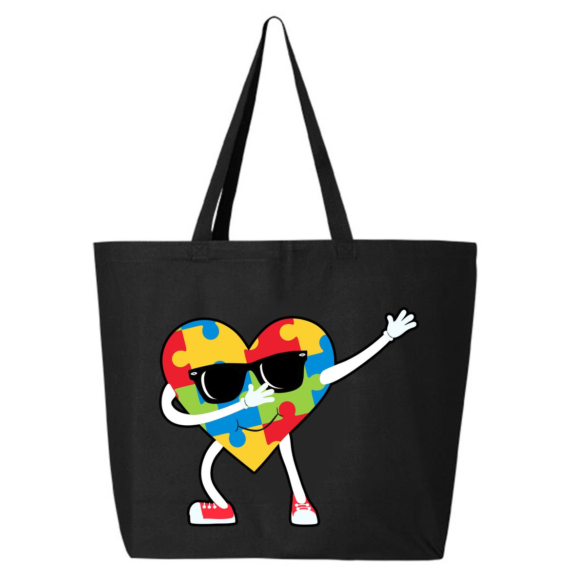 Dabbing Autism Awareness Puzzle Piece Heart 25L Jumbo Tote