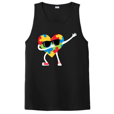 Dabbing Autism Awareness Puzzle Piece Heart PosiCharge Competitor Tank