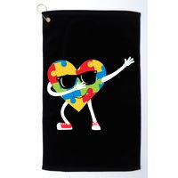 Dabbing Autism Awareness Puzzle Piece Heart Golf Towel
