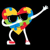 Dabbing Autism Awareness Puzzle Piece Heart Cropped Pullover Crew