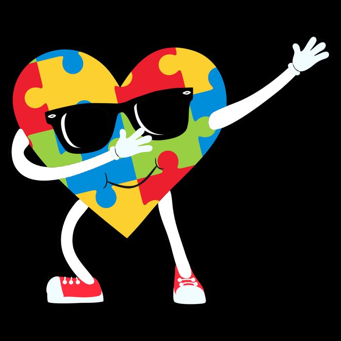 Dabbing Autism Awareness Puzzle Piece Heart Cropped Pullover Crew