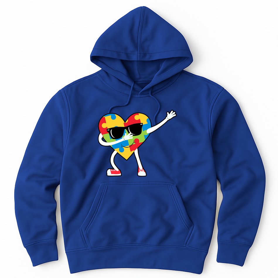 Dabbing Autism Awareness Puzzle Piece Heart Hoodie