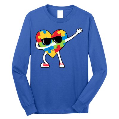 Dabbing Autism Awareness Puzzle Piece Heart Long Sleeve Shirt