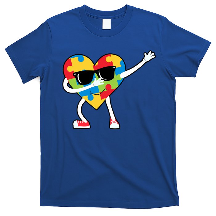 Dabbing Autism Awareness Puzzle Piece Heart T-Shirt