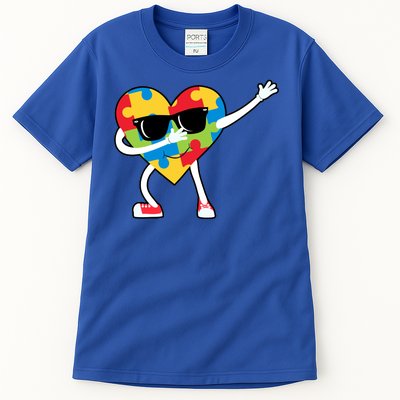 Dabbing Autism Awareness Puzzle Piece Heart Tall T-Shirt