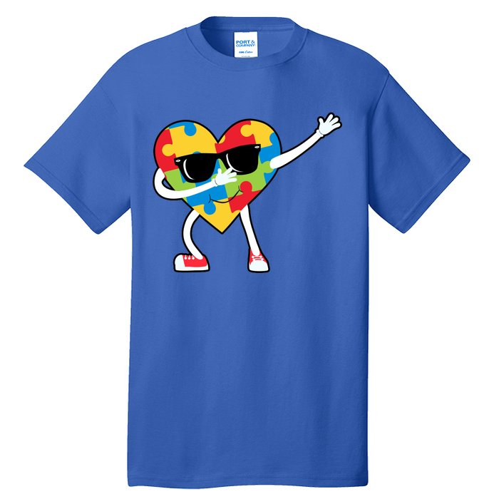 Dabbing Autism Awareness Puzzle Piece Heart Tall T-Shirt