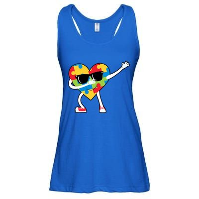 Dabbing Autism Awareness Puzzle Piece Heart Ladies Essential Flowy Tank