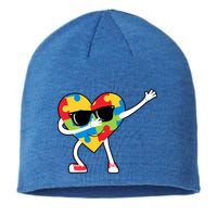 Dabbing Autism Awareness Puzzle Piece Heart Sustainable Beanie