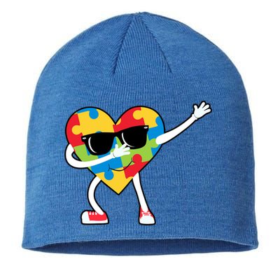 Dabbing Autism Awareness Puzzle Piece Heart Sustainable Beanie