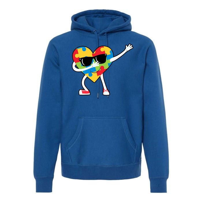 Dabbing Autism Awareness Puzzle Piece Heart Premium Hoodie