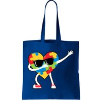 Dabbing Autism Awareness Puzzle Piece Heart Tote Bag