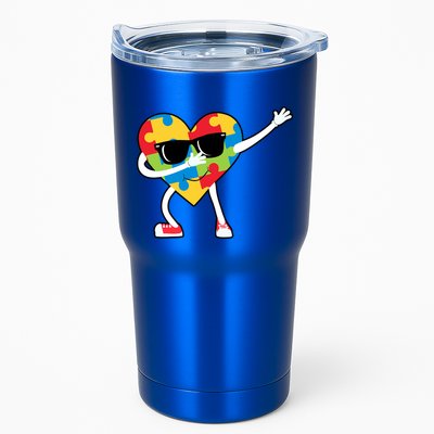 Dabbing Autism Awareness Puzzle Piece Heart Tumbler