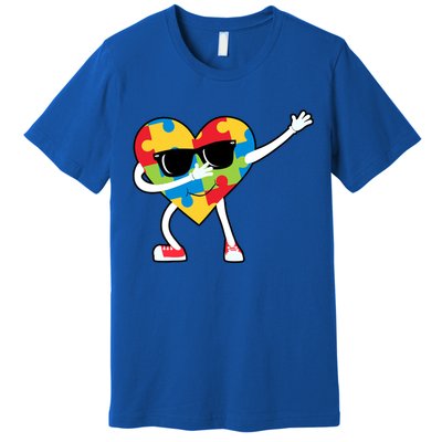 Dabbing Autism Awareness Puzzle Piece Heart Premium T-Shirt