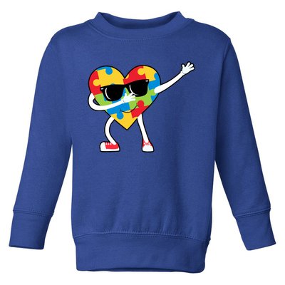 Dabbing Autism Awareness Puzzle Piece Heart Toddler Sweatshirt