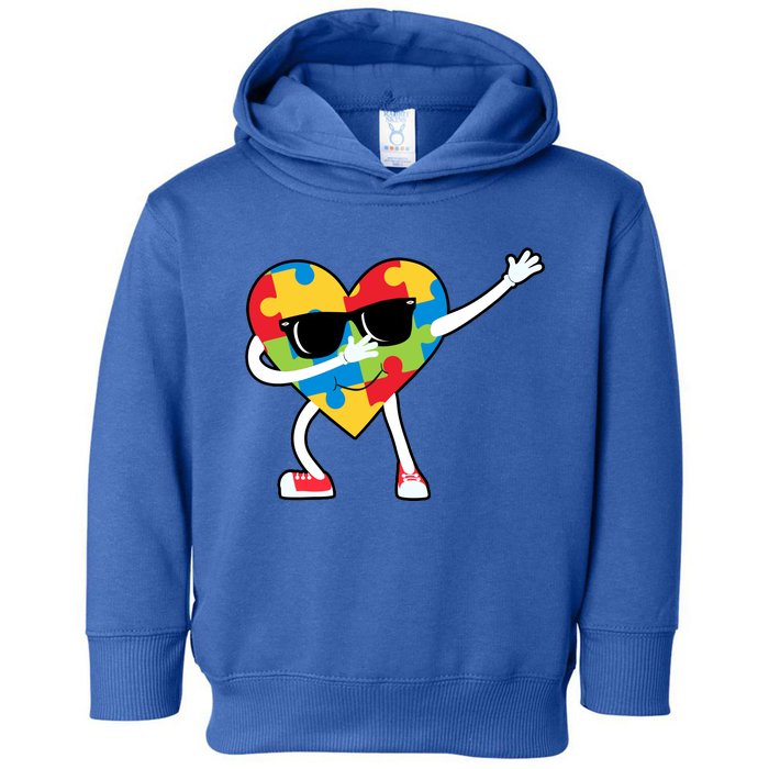 Dabbing Autism Awareness Puzzle Piece Heart Toddler Hoodie