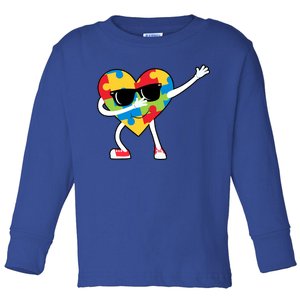 Dabbing Autism Awareness Puzzle Piece Heart Toddler Long Sleeve Shirt