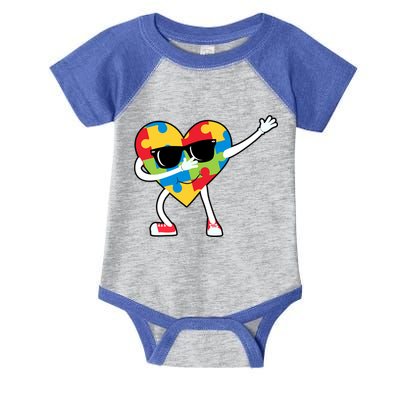 Dabbing Autism Awareness Puzzle Piece Heart Infant Baby Jersey Bodysuit
