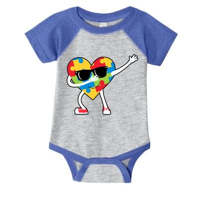 Dabbing Autism Awareness Puzzle Piece Heart Infant Baby Jersey Bodysuit