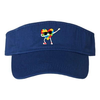 Dabbing Autism Awareness Puzzle Piece Heart Valucap Bio-Washed Visor