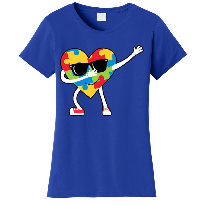 Dabbing Autism Awareness Puzzle Piece Heart Women's T-Shirt