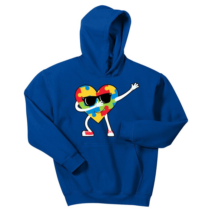 Dabbing Autism Awareness Puzzle Piece Heart Kids Hoodie