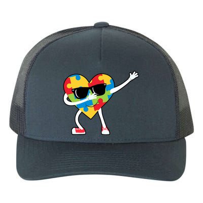 Dabbing Autism Awareness Puzzle Piece Heart Yupoong Adult 5-Panel Trucker Hat