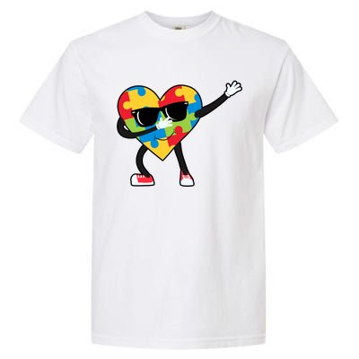 Dabbing Autism Awareness Puzzle Piece Heart Garment-Dyed Heavyweight T-Shirt