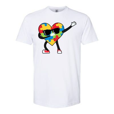 Dabbing Autism Awareness Puzzle Piece Heart Softstyle CVC T-Shirt