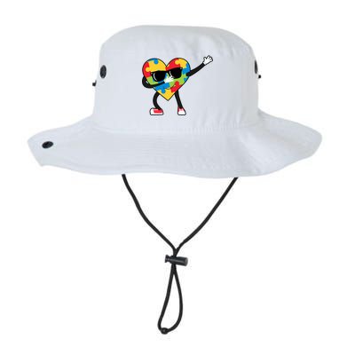 Dabbing Autism Awareness Puzzle Piece Heart Legacy Cool Fit Booney Bucket Hat