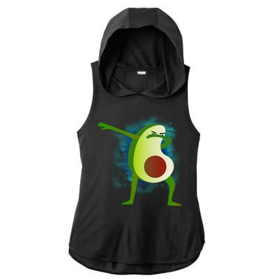 Dabbing Avocado Ladies PosiCharge Tri-Blend Wicking Draft Hoodie Tank