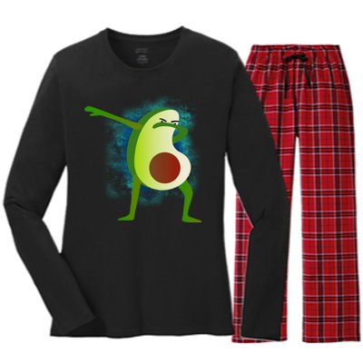 Dabbing Avocado Women's Long Sleeve Flannel Pajama Set 