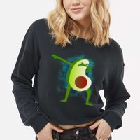 Dabbing Avocado Cropped Pullover Crew