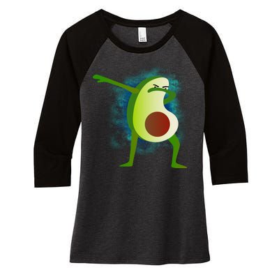 Dabbing Avocado Women's Tri-Blend 3/4-Sleeve Raglan Shirt