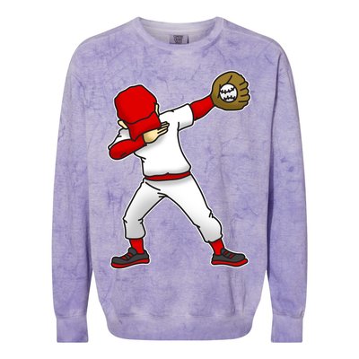 Dabbing Baseball Player Colorblast Crewneck Sweatshirt