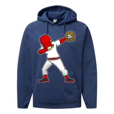 Dabbing Baseball Player Performance Fleece Hoodie