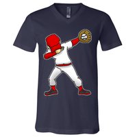 Dabbing Baseball Player V-Neck T-Shirt