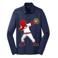 Dabbing Baseball Player Silk Touch Performance Long Sleeve Polo