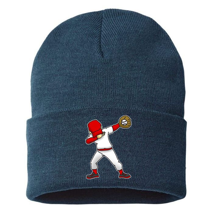 Dabbing Baseball Player Sustainable Knit Beanie