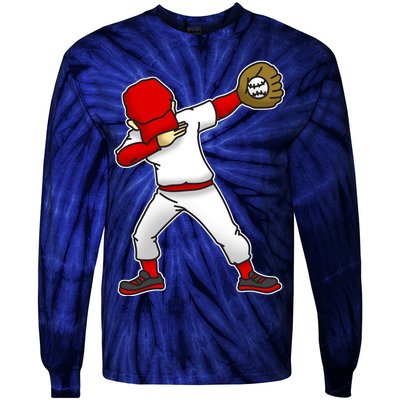 Dabbing Baseball Player Tie-Dye Long Sleeve Shirt