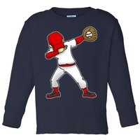 Dabbing Baseball Player Toddler Long Sleeve Shirt